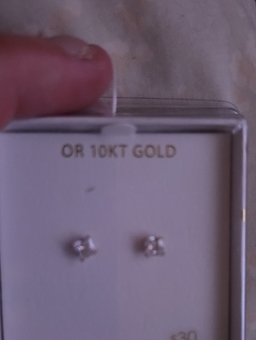 10K Gold Cubic Zirconia Stud Earrings - Clear